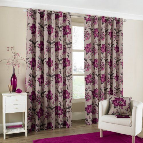 One Pair Of Tokyo Eyelet Header Curtains In Plum, Size avec Rideaux Framboise