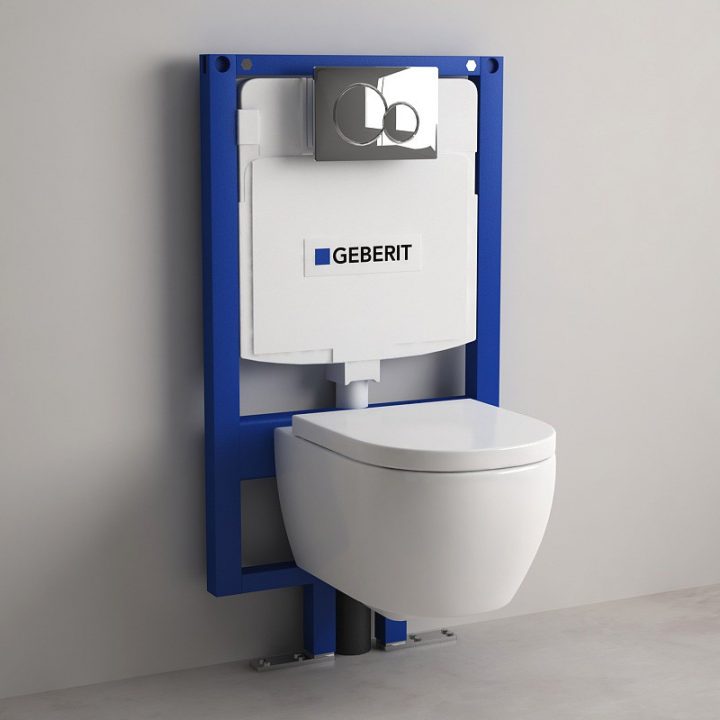 Pack Bati-Support Geberit 9 Cm + Wc Orba Compact Blanc tout Toilette Suspendu Geberit