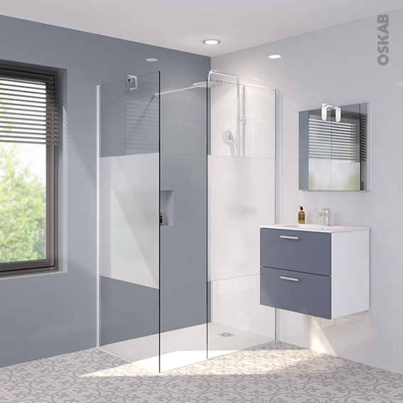 Pack Douche À L'Italienne Paroi 80 Cm + Paroi De Retour 80 à Fixation Paroi Verre Douche