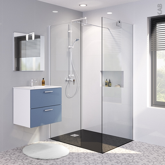 Pack Douche À L'Italienne Paroi 80 Cm + Paroi De Retour 90 serapportantà Fixation Paroi Verre Douche