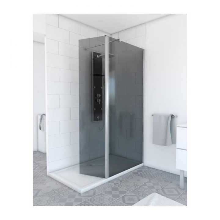 Pack Paroi Fixe 80 Cm +Volet Pivotant 40 Cm – Verre Fumé destiné Paroi Douche Fixe 80 Cm