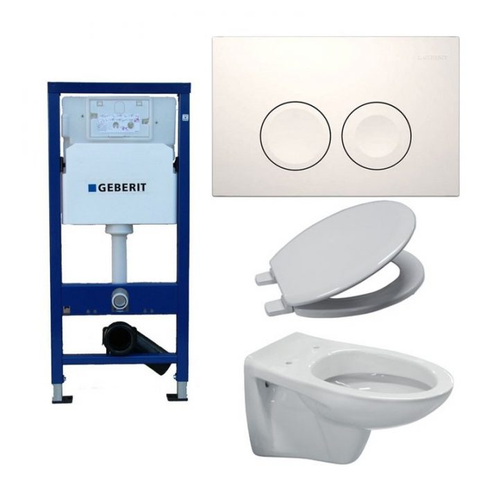 Pack Toilette Suspendue Geberit Complet Touche Blanche intérieur Toilette Suspendu Grohe