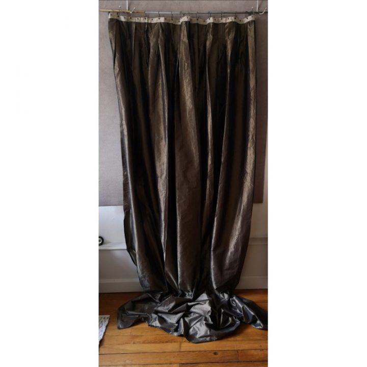 Paire De Rideaux Taffetas Bronze En Fil D'Indienne 120 X pour Rideaux Taffetas Paire De Rideaux Taffetas Bronze En Fil D'Indienne 120 X pour Rideaux Taffetas