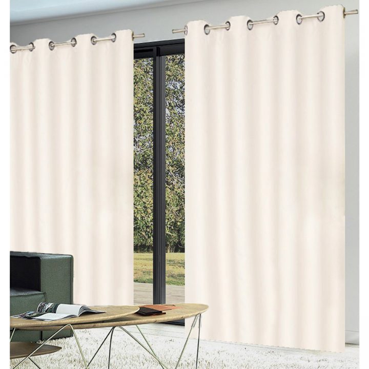 Paire De Rideaux 80% Occultants Unis (Beige), (Noir avec Rideaux Occultants Blanc
