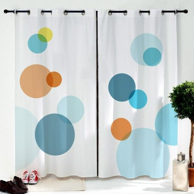 Paire De Rideaux : Ronds Colorés Multicolore Decoloopio intérieur Rideau Enfant Vert