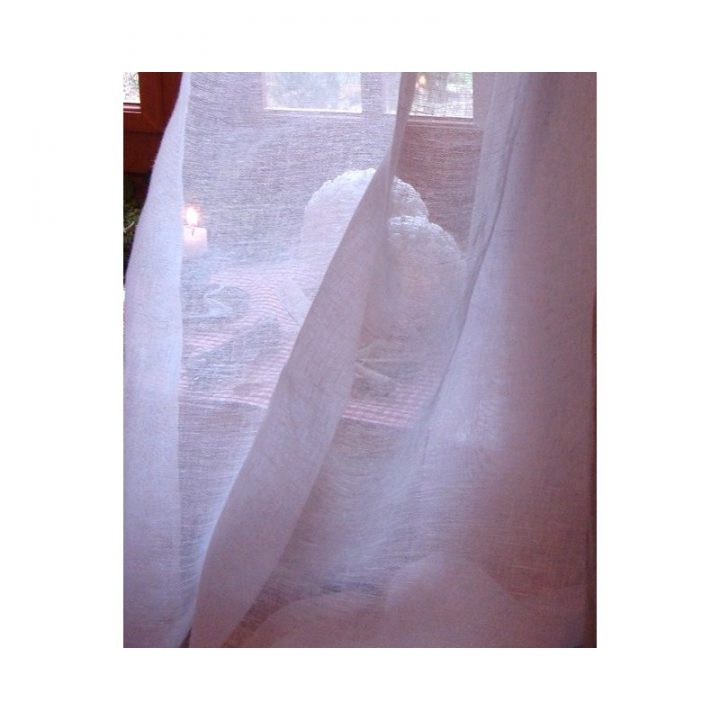 Paire De Rideaux | Voile De Lin Blanc + Base Coton dedans Rideaux Coton Blanc Oeillets