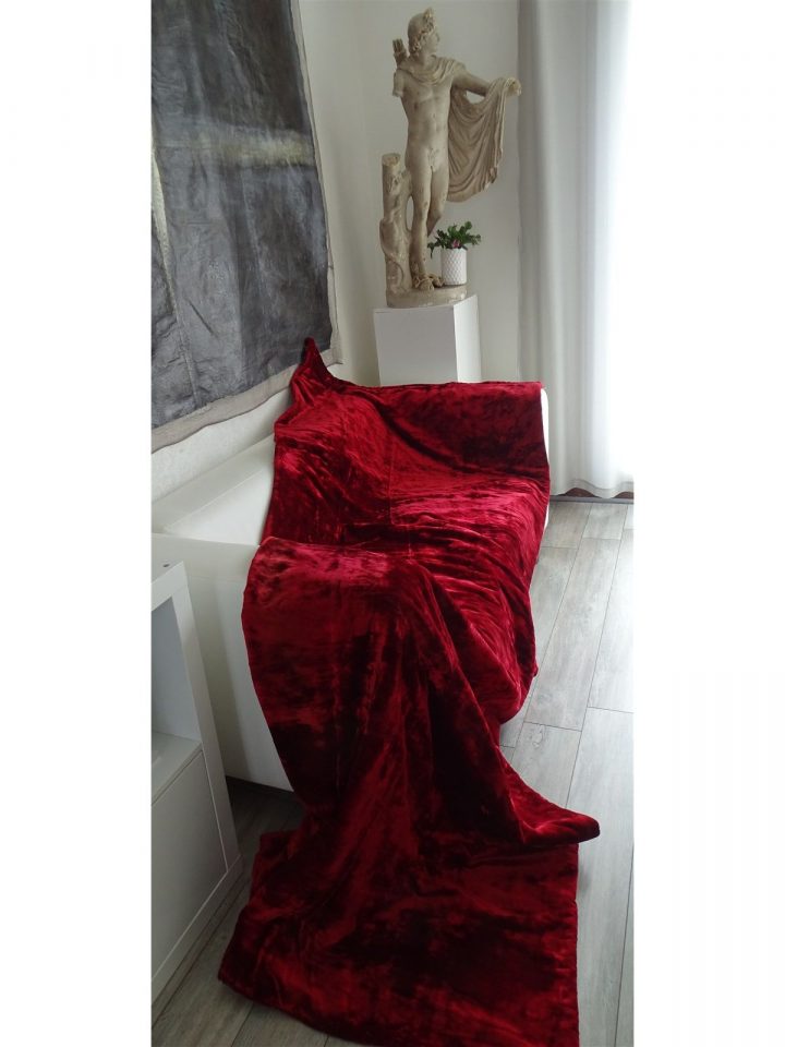 Paire De Tentures Anciennes Velours De Soie Rouge Xixème destiné Rideaux Anciens