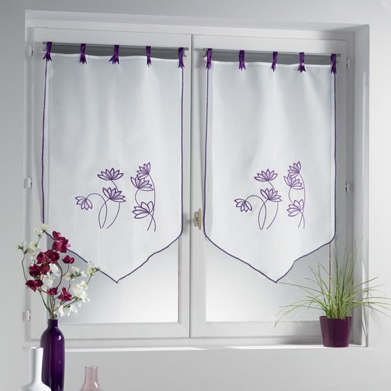 Paire De Voilage (60 X H90 Cm) Brodé Caprice Prune dedans Rideau Voilage Prune Paire De Voilage (60 X H90 Cm) Brodé Caprice Prune dedans Rideau Voilage Prune