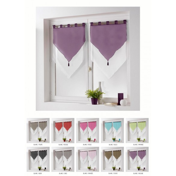 Paire De Voilage – Larg 60 Cm – Bicolore destiné Rideaux 60X90