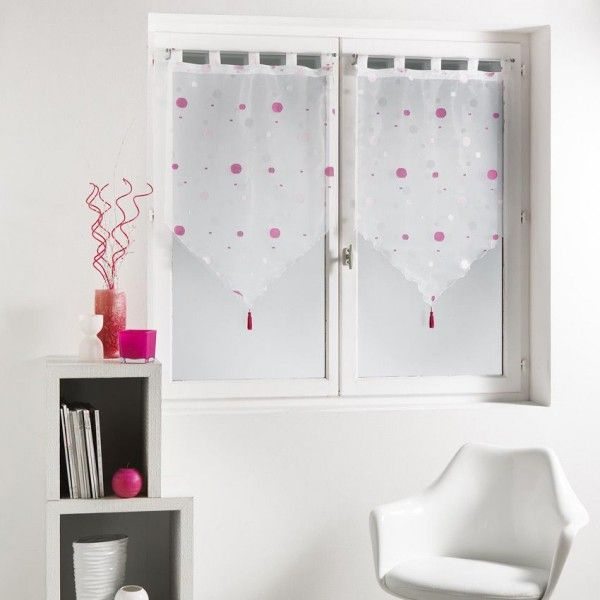 Paire De Voilages (60 X H160 Cm) Jacquard Yoyo Rose concernant Rideau Voilage Largeur 160 Paire De Voilages (60 X H160 Cm) Jacquard Yoyo Rose concernant Rideau Voilage Largeur 160