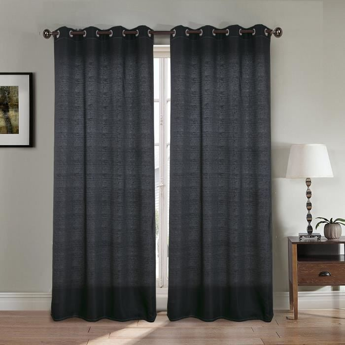 Paire Double Rideaux 140X260 Cm Noir – Effet Lin | Double encequiconcerne Rideaux En Lin Pas Cher