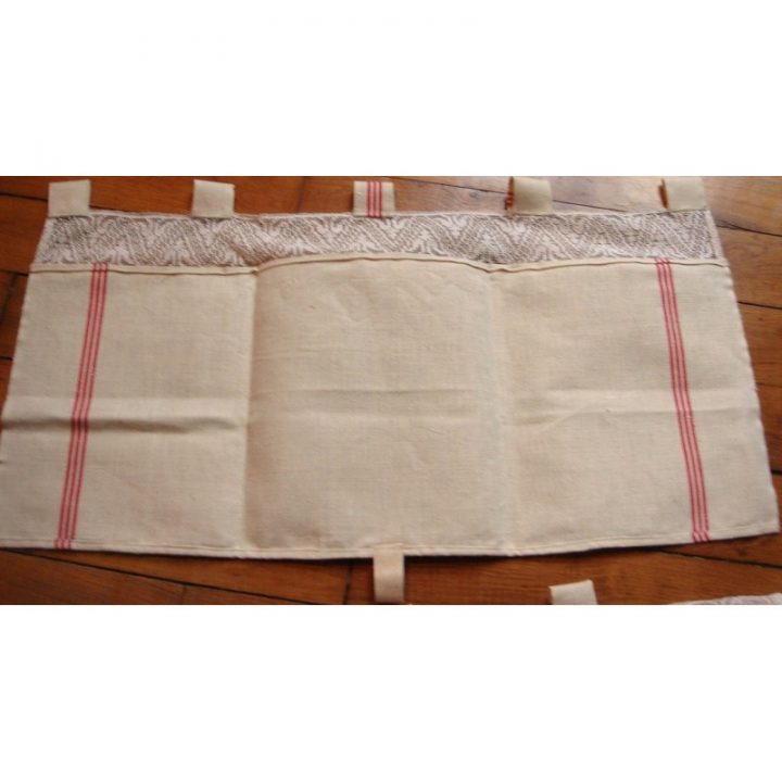 Paire Rideaux Linges Anciens | Torchon Lin Écru Bandes encequiconcerne Rideaux Anciens