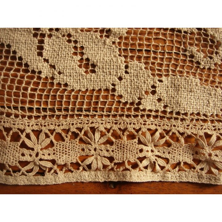 Paire Rideaux Rares Linges Anciens | Crochet Beige Anges serapportantà Rideaux Anciens