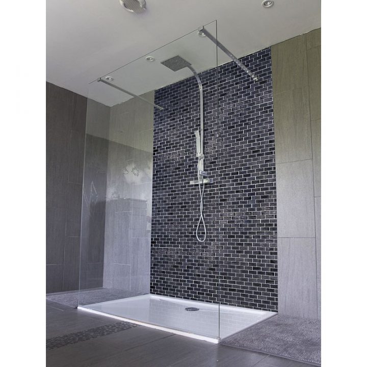 Panneau De Douche Carrelage Noir – Salle De Bain Italienne concernant Carrelage Pour Receveur Douche