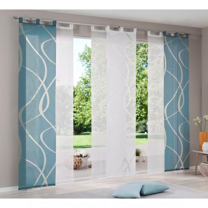 Panneau Japonais En Voile Scherli Motif Vagues À L'Unité destiné Rideaux Voilages Avec Pattes