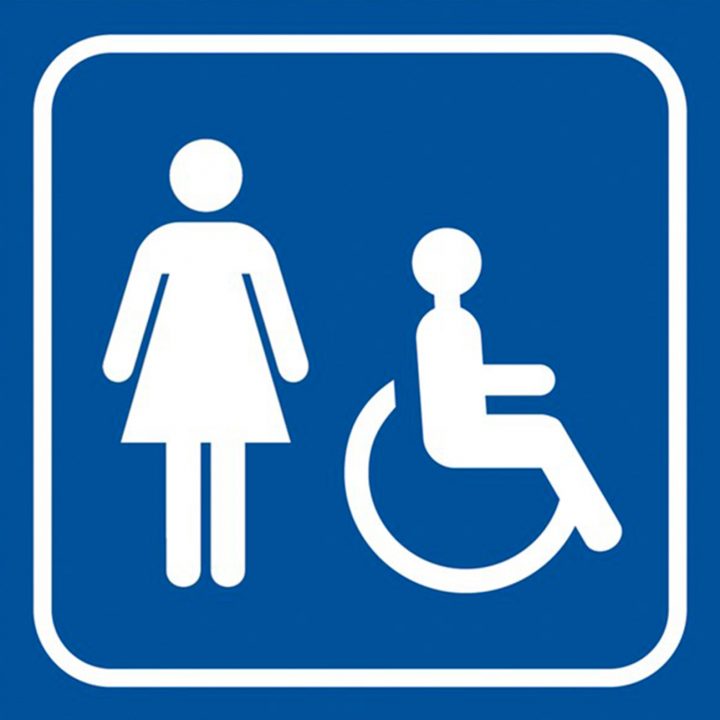 Panneau Signalétique "Toilette Femme Handicapé" avec Dimension Toilette Handicapé