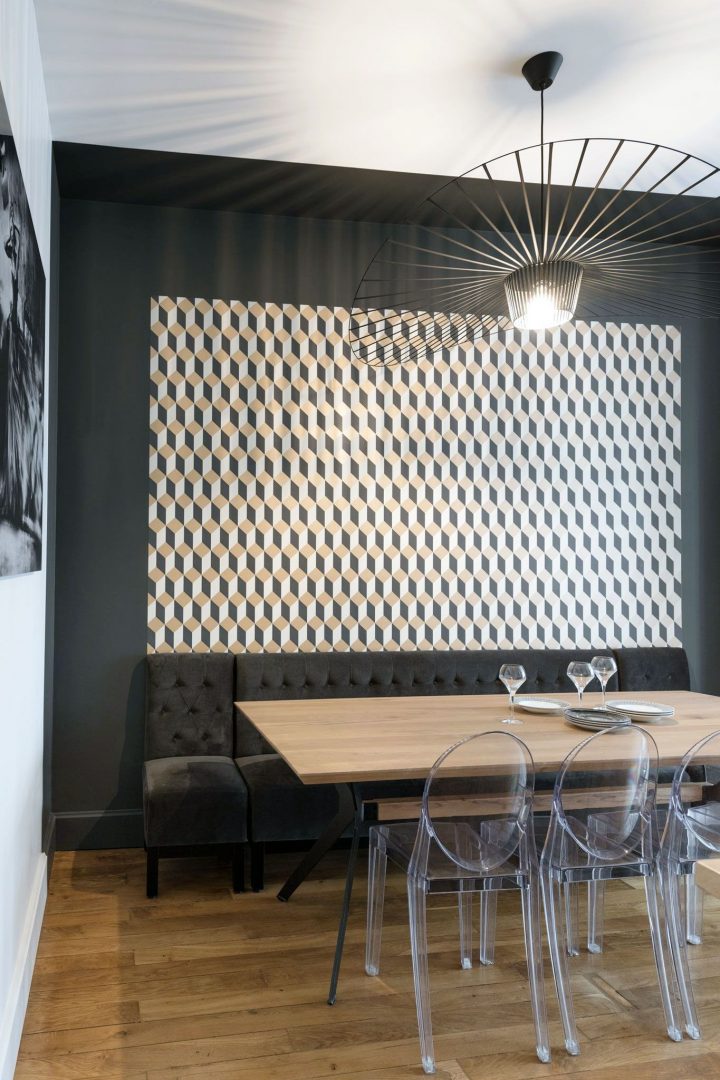 Papier Peint À Cubes Jaunes, Noirs, Blancs – Delano En avec Papier Peint Salle À Manger