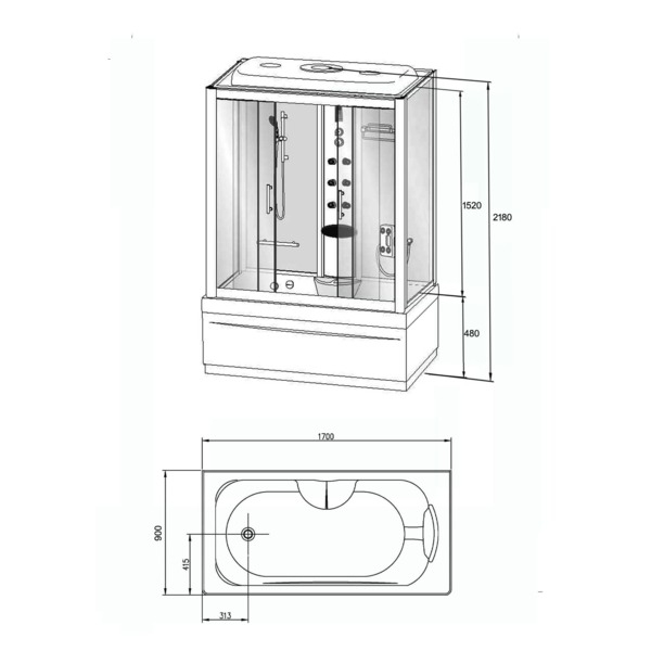 Paris Bad-Douche Cabine 170X90Cm Hoogte 220Cm tout Douche Autobronzante Paris 15