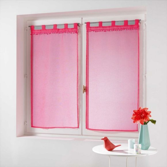 Paris Prix – Paire De Voilages À Pompons "Poupette tout Rideaux Couleur Corail Paris Prix – Paire De Voilages À Pompons "Poupette tout Rideaux Couleur Corail