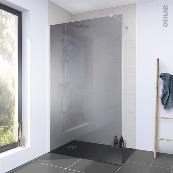 Paroi De Douche À L'Italienne 140 Cm Verre Fumé 8 Mm 1 à Fixation Paroi Verre Douche