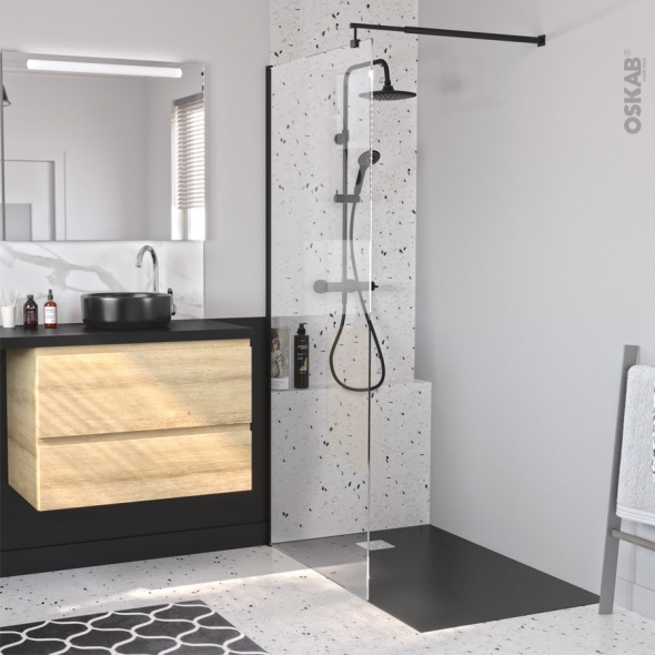 Paroi De Douche À L'Italienne 90 Cm Verre Transparent 8 Mm serapportantà Fixation Pour Paroi De Douche En Verre