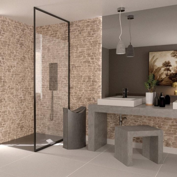 Paroi De Douche À L'Italienne, L.90 Cm Unik Verre avec Parement Douche Italienne