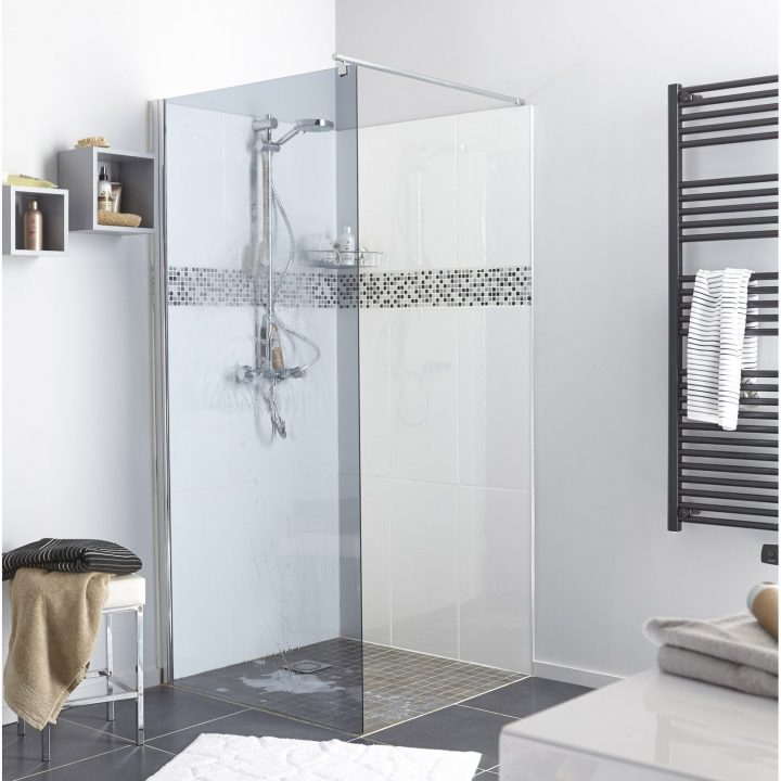 Paroi De Douche À L'Italienne, L.90 Cm Verre Fumé 6 Mm dedans Galet Douche Leroy Merlin