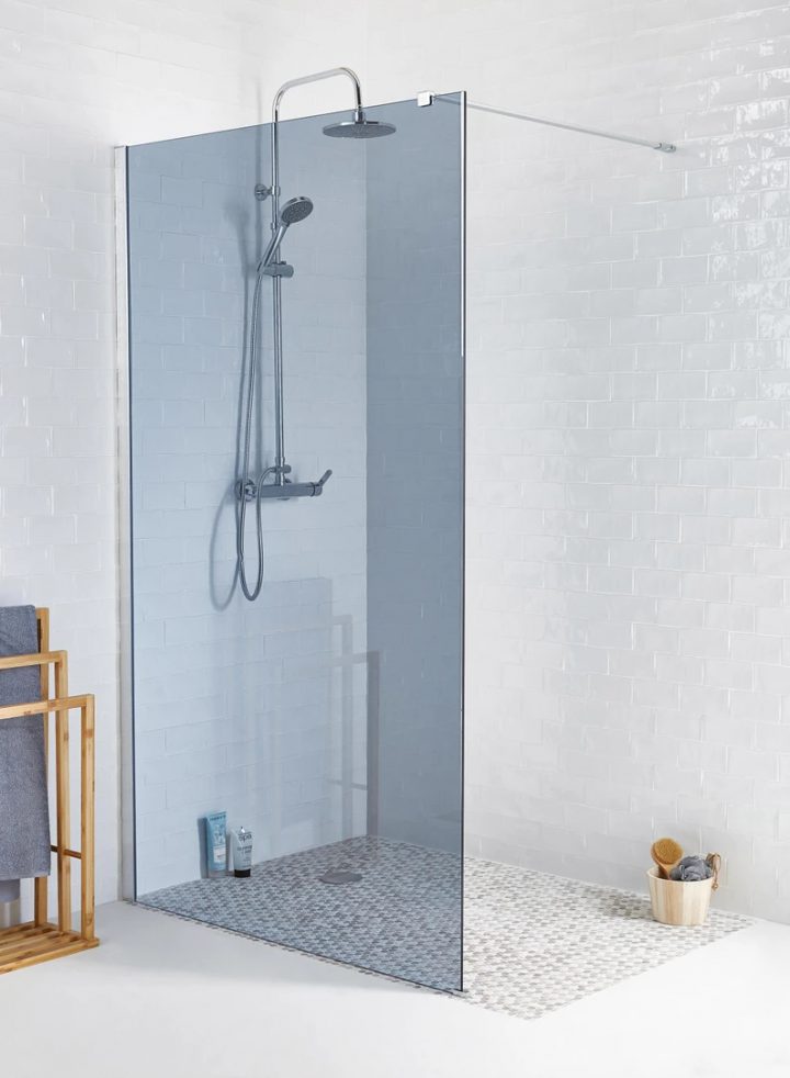 Paroi De Douche À L'Italienne Verre Fumé, L.120 Cm, Ep.8 serapportantà Parement Douche Italienne