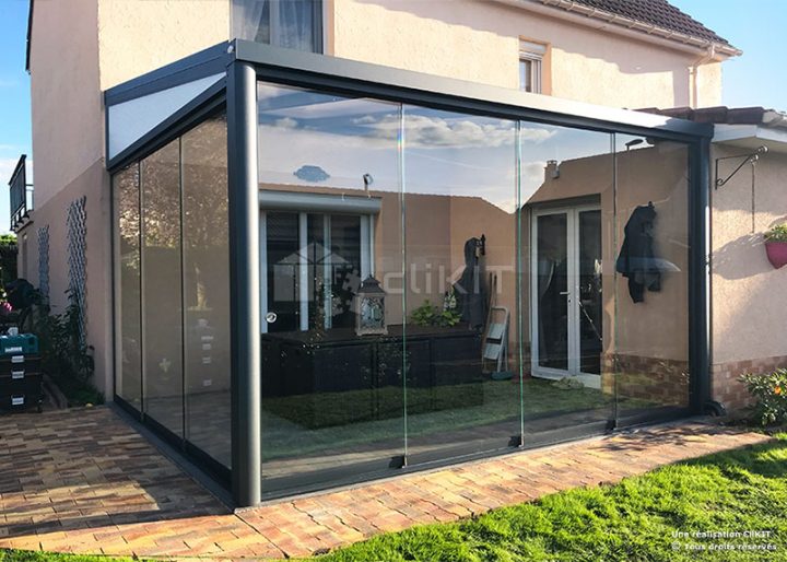 Paroi De Verre Coulissant – Rideau De Verre Pergola – Clikit pour Rideau Pour Pergola