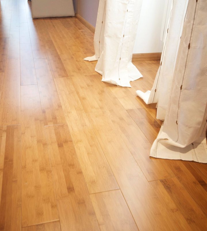 Parquet Bambou (Flottant) Horizontal Carbonisé Avec Rideau destiné Rideau Horizontal