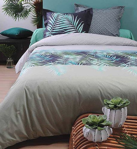 Parure De Couette Esprit "Feuillage Tropical" (Vert serapportantà Rideaux Feuillage Tropical