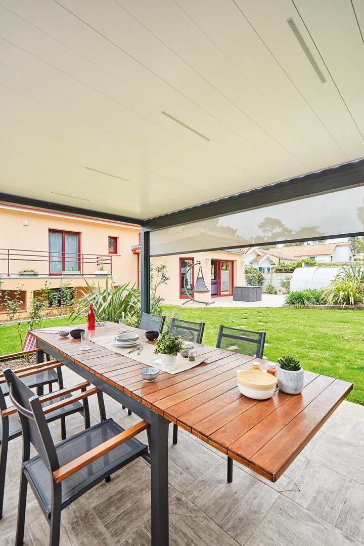 Pergola Alu Bioclimatique – Véranda Gustave Rideau à Véranda Rideau La Roche Sur Yon