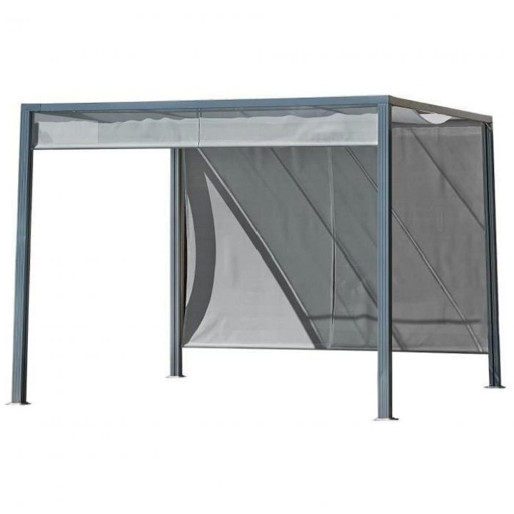 Pergola Brise-Soleil En Alu 3X3M Avec Rideaux – Gris avec Rideaux Fleuris Pas Cher Pergola Brise-Soleil En Alu 3X3M Avec Rideaux – Gris avec Rideaux Fleuris Pas Cher