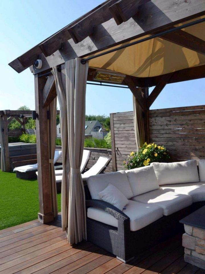 Pergola En Bois Avec Rideaux: 50 Idées Cools Pour Le Jardin à Rideau Pour Pergola