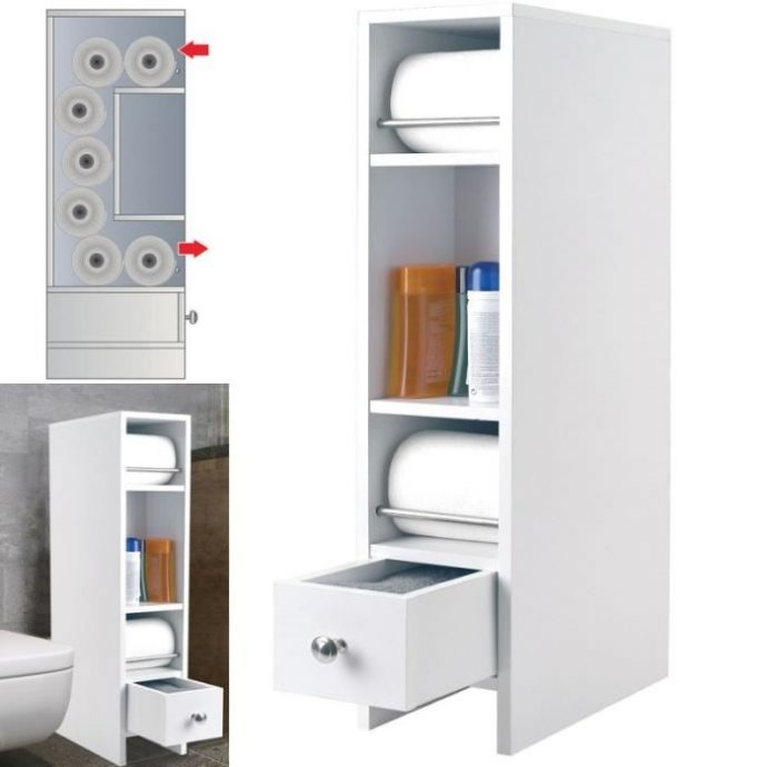 Petit Meuble Rangement Toilette – Salle De Bain à Distributeur Papier Toilette Ikea