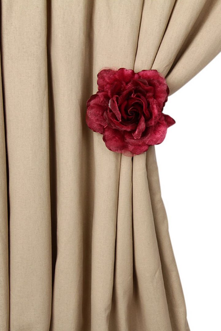 Pince À Rideaux Satin Et Organdi Diamã¨tre Fleur : 13 Cm intérieur Rideaux A Fleurs