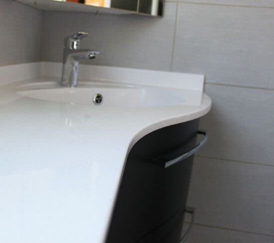 Plan De Toilette Solid Surface Galbé Sur Mesure Pour avec Plan De Toilette Sur Mesure