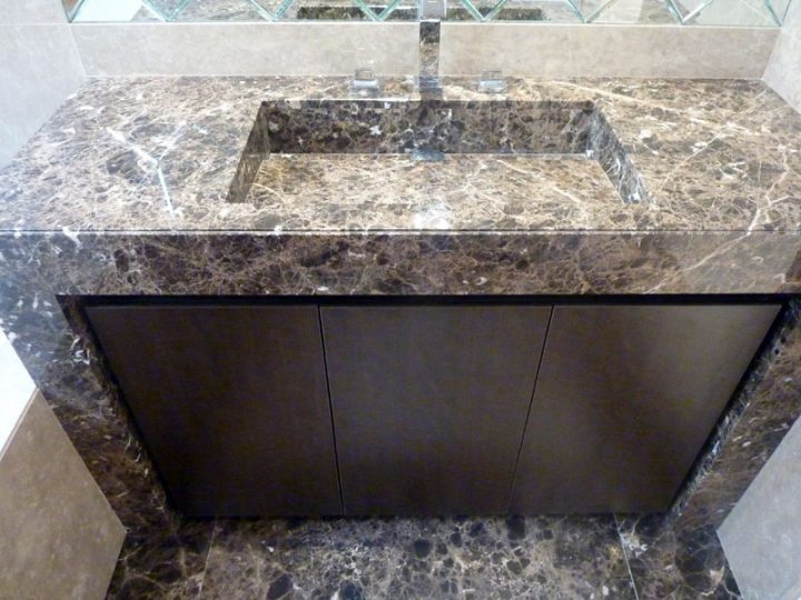 Plan De Toilette Vasque Sur Mesure En Marbre Empérador tout Plan De Toilette Sur Mesure