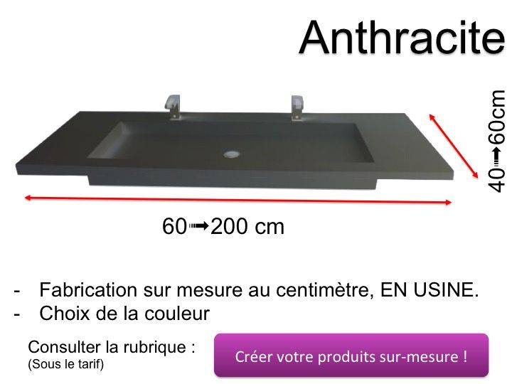 Plan Toilette Avec Double Vasque Intégrée 50 X 120 Cm tout Plan De Toilette Sur Mesure