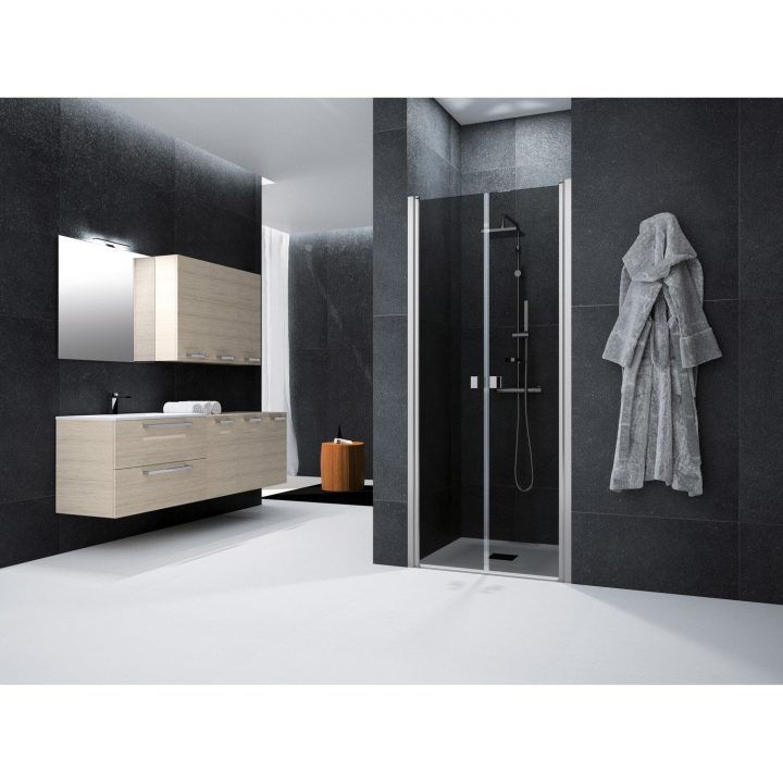 Porte De Douche Battante 80 Cm, Fumé, Neo | Leroy Merlin avec Pose Douche Leroy Merlin