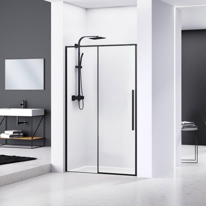 Porte De Douche Coulissante 100 À 140 Cm, Noir Mat, Arena pour Porte De Douche Coulissante 100