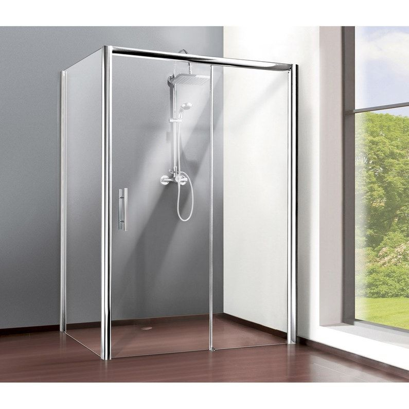 Porte De Douche Coulissante 100 Cm, Transparent, Adena serapportantà Porte De Douche Coulissante 100