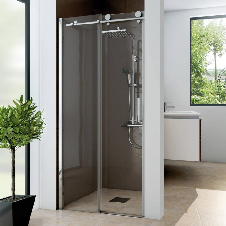 Porte De Douche Coulissante Gauche 100 Cm, Transparent encequiconcerne Pose Porte De Douche Coulissante