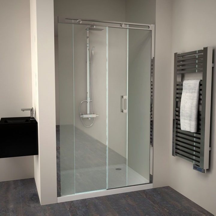 Porte De Douche Coulissante Roller, 140 Cm dedans Porte De Douche Italienne Coulissante