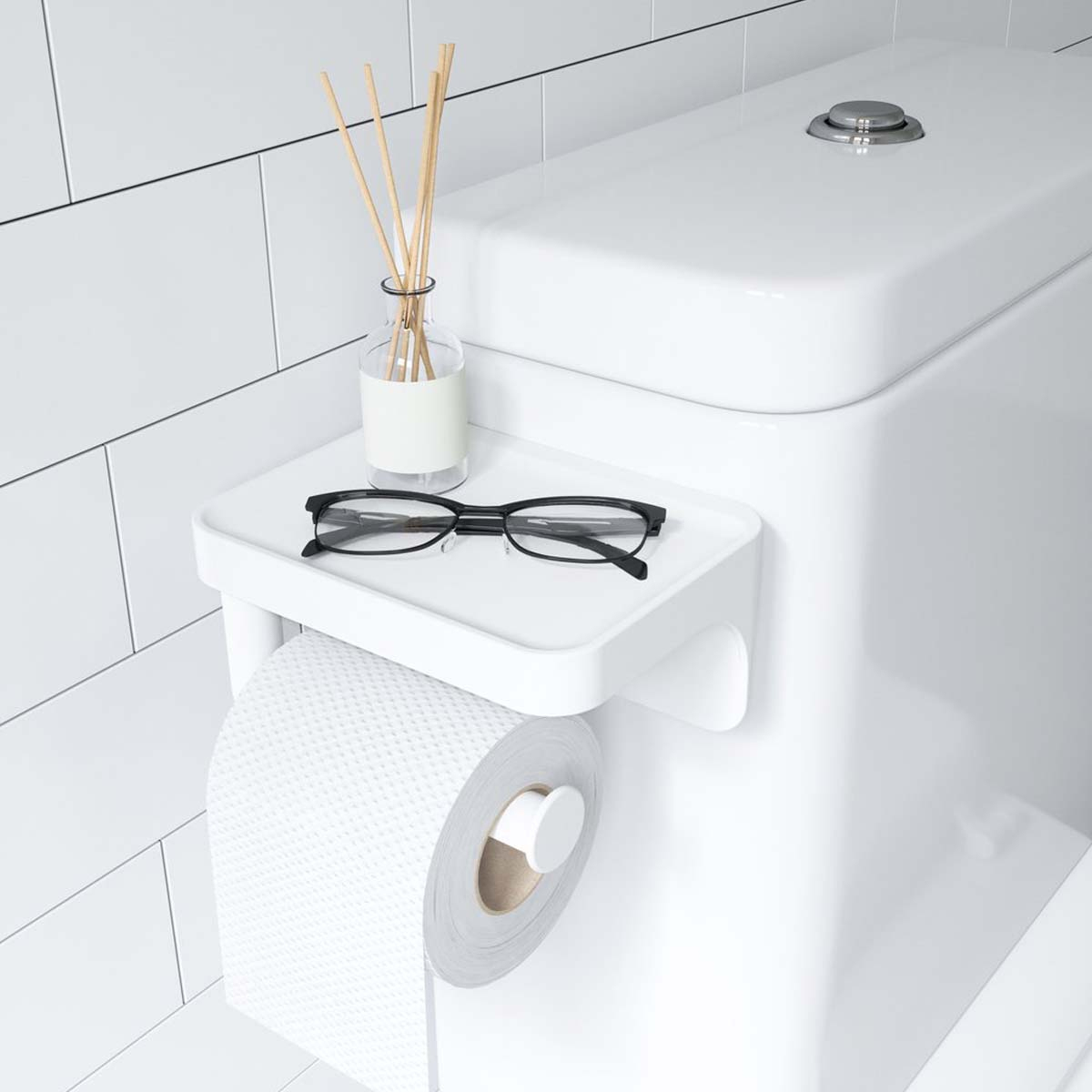 Porte Papier Toilette À Ventouse - Blanc pour Ventouse Toilette