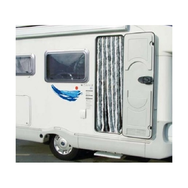 Porte Rideau Caravane Midland 100X200 Cm Gris Et Blanc concernant Rideau Pour Caravane Caravelair