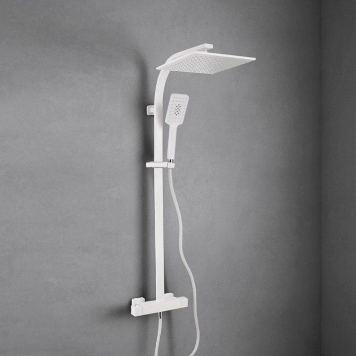 Qube, Colonne De Douche Thermostatique, Blanc Mat encequiconcerne Colonne De Douche Blanche Design