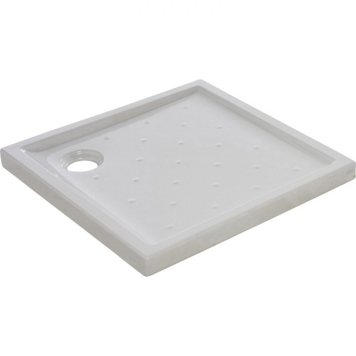 Receveur De Douche Carré L.80 X L.80 Cm, Grès Blanc Asca2 à Peinture Pour Bac A Douche
