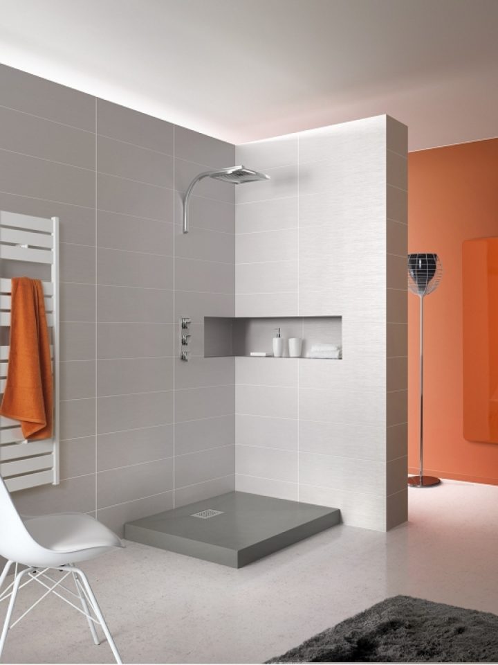 Receveur De Douche Rectangle 70X90 En Biocryl Kinecompact Gris encequiconcerne Paroi De Douche 70X90