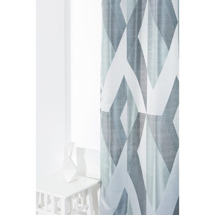 Rideau-140-X-240-Cm-Oeillets-Formes-Geometriques-Bleu avec Rideau Forme Geometrique